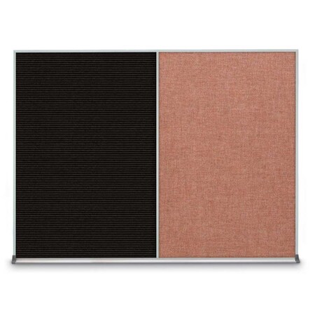 United Visual Products Triple Door Radius Corkboard, 72"X36", G UV8005-GOLD-DBURGU